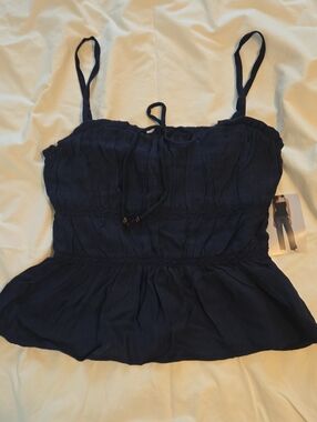 Bwear Navy Smocked Peplum Camisole